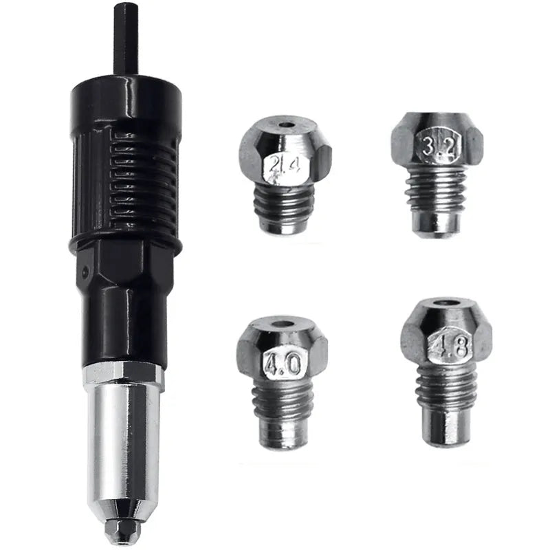 Black metal electric drill rivet gun attachment with 173mm length for aluminium and automotive applications