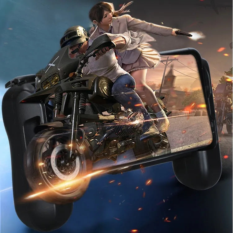 Black Bluetooth game controller with cooling fan for iPhone mobile gaming