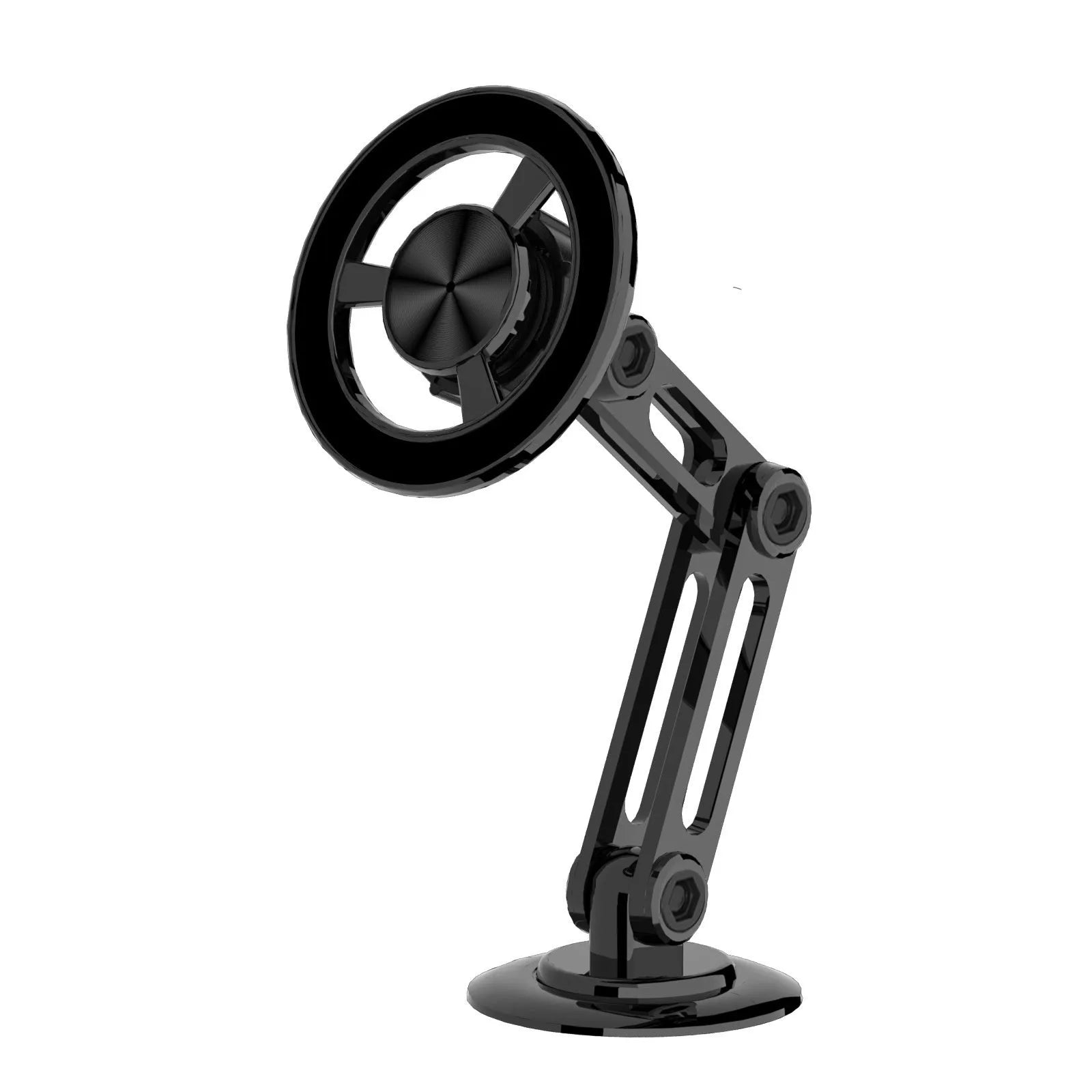 All-metal magnetic car phone holder with magnetic rings and adhesive pads in four colour options