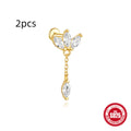 S925 sterling silver water drop and spiral design piercing earrings in a gold colour.