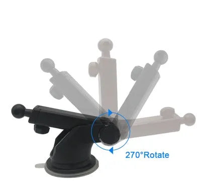Universal car phone bracket with telescopic long rod mounted on car dashboard holding smartphone