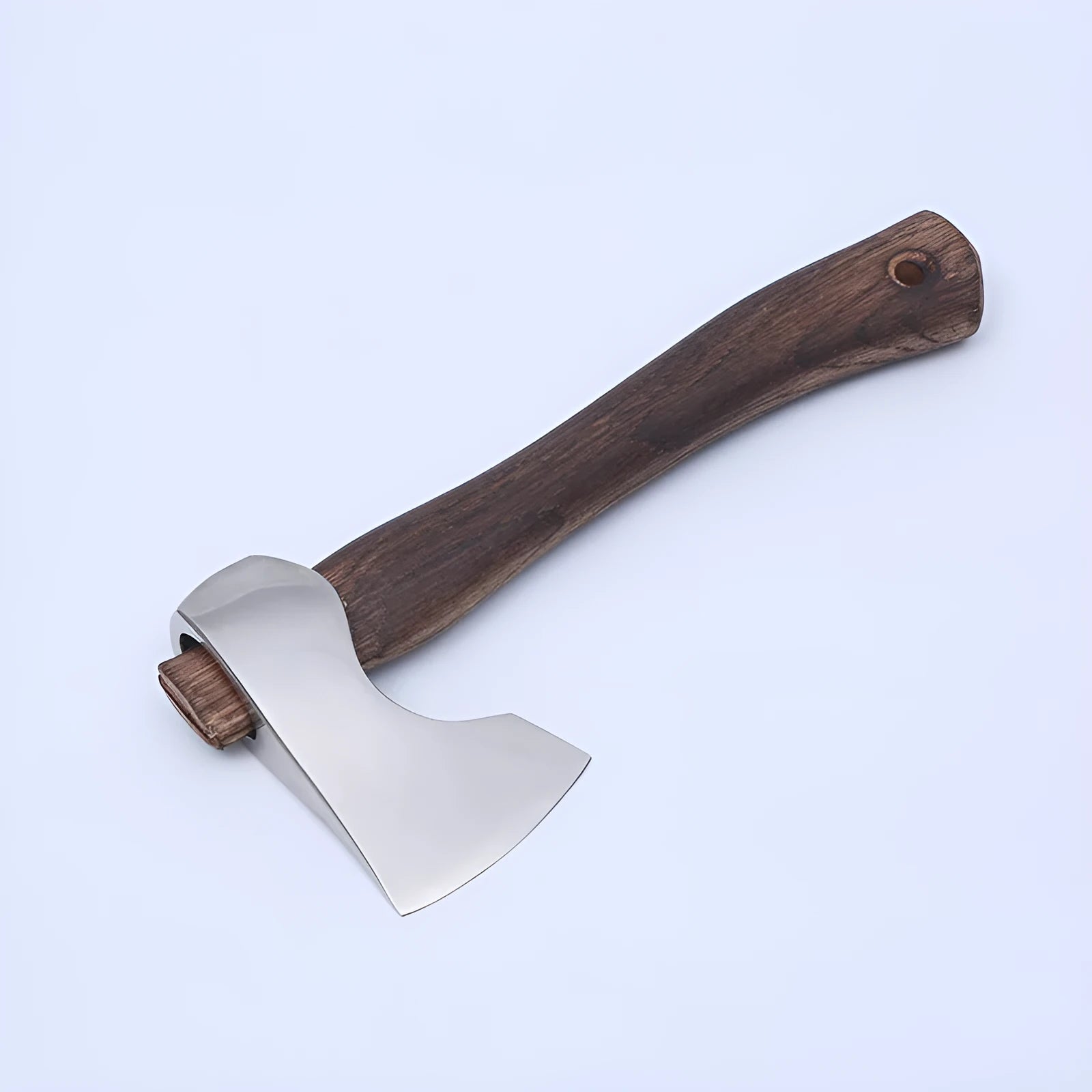 Camping axe with wooden handle and high carbon steel head for outdoor wood chopping