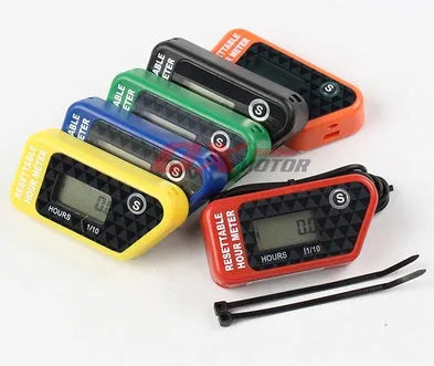 Black waterproof LCD maintenance timer for ATV motorcycle and marine engine service scheduling