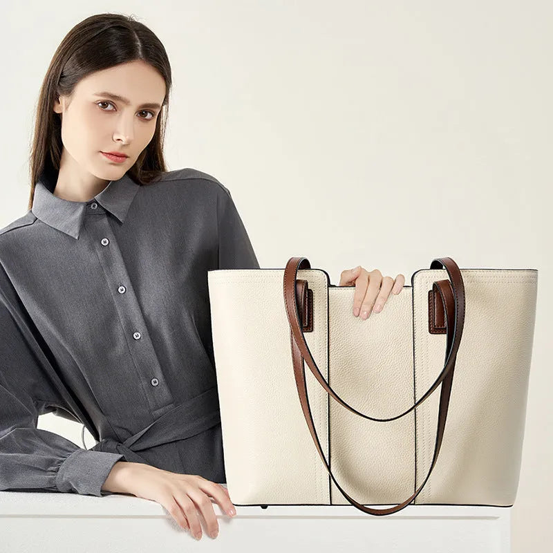 Women's genuine leather crossbody bag with horizontal square design and single shoulder strap