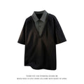 Men's heavy henry collar polo shirt sweater with padding in black colour