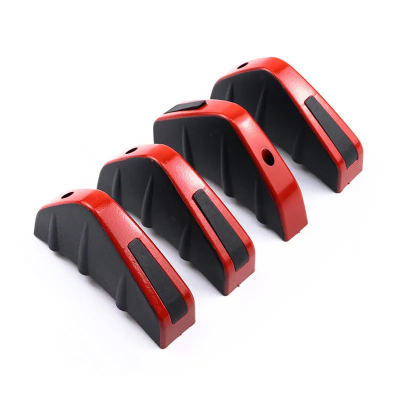 Black and carbon fibre universal 15cm triangle rear car spoiler with adhesive and screws.