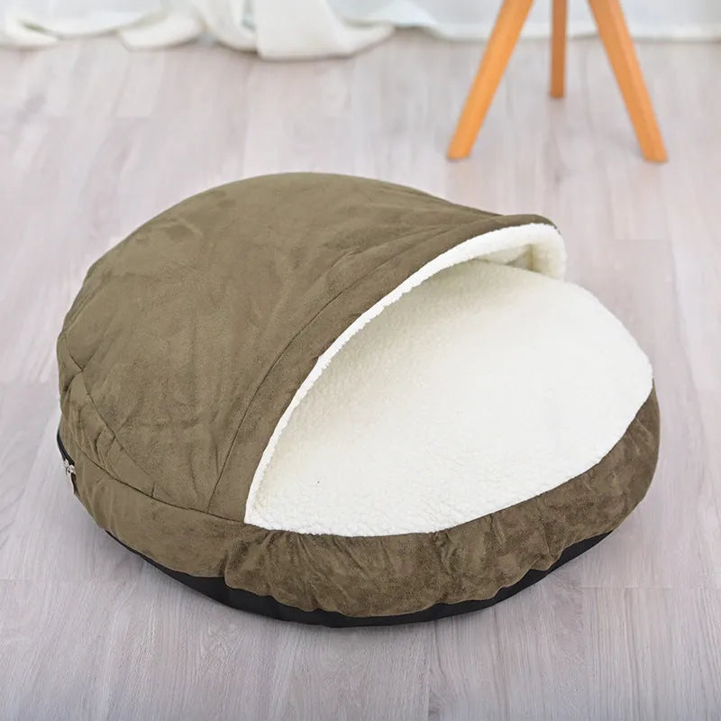 Brown cloth dog kennel with removable washable components in small size