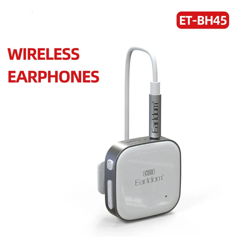 Bluetooth audio receiver for running headphones with lavalier microphone support in black, grey, and red colours