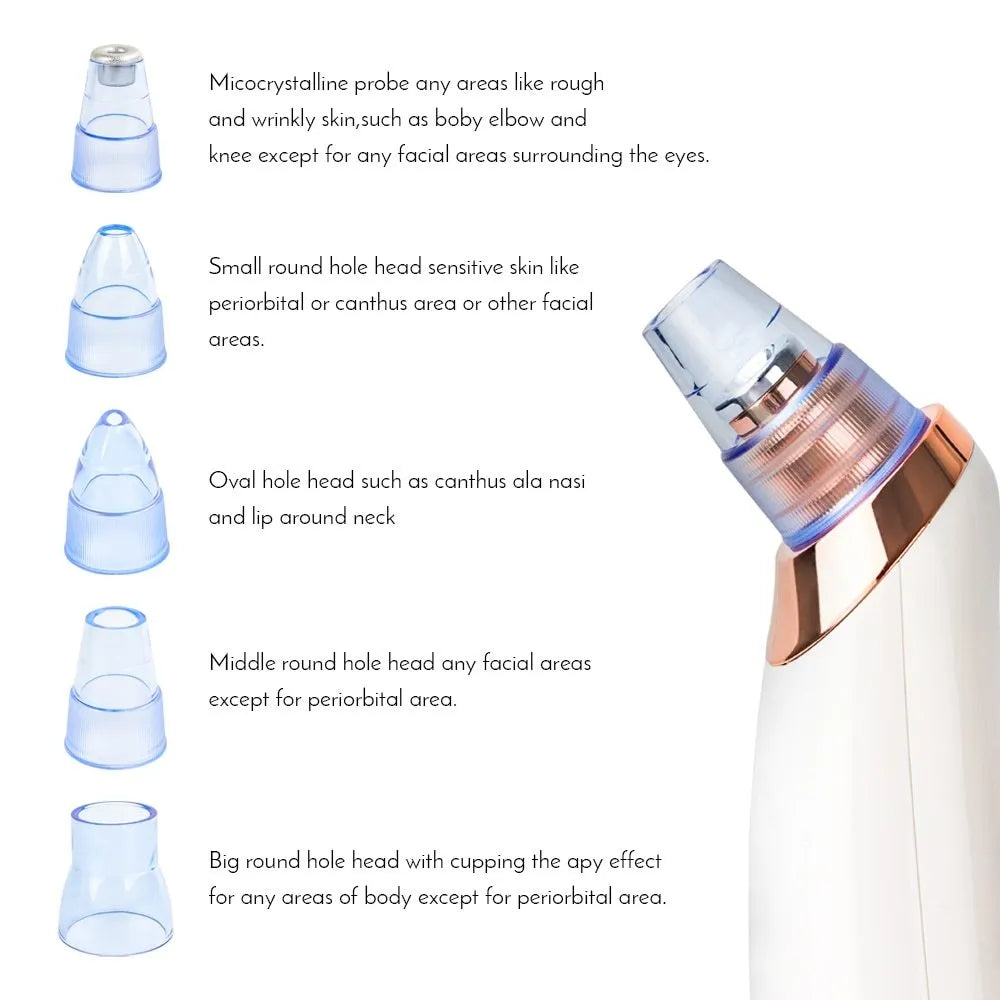 Electric blackhead remover device with vacuum suction function and multiple nozzle attachments