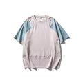 Men's loose fit patchwork t-shirt in a cotton blend fabric, shown in Galaxy Blue colour