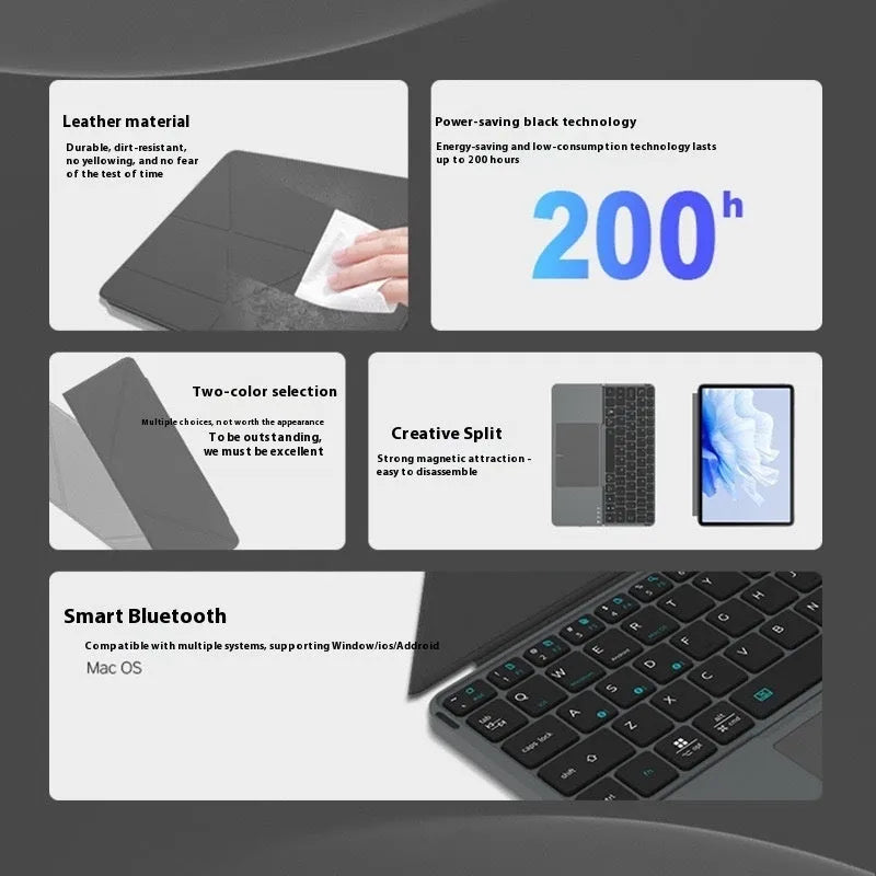 Grey wireless Bluetooth folding keyboard compatible with mobile phones and tablets