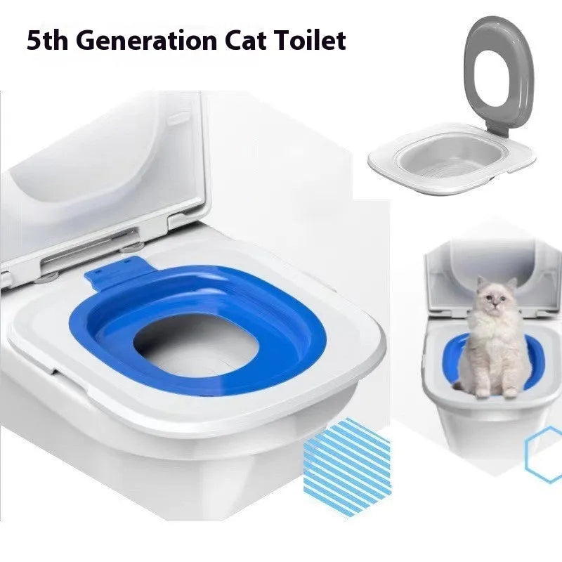 Fifth generation grey cat toilet trainer with new shape design and litter mat.