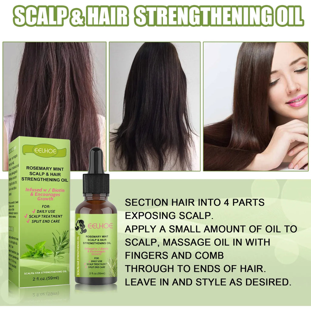 59ml bottle of Rosemary Mint Hair Growth Fluid for scalp massage and hair nourishment