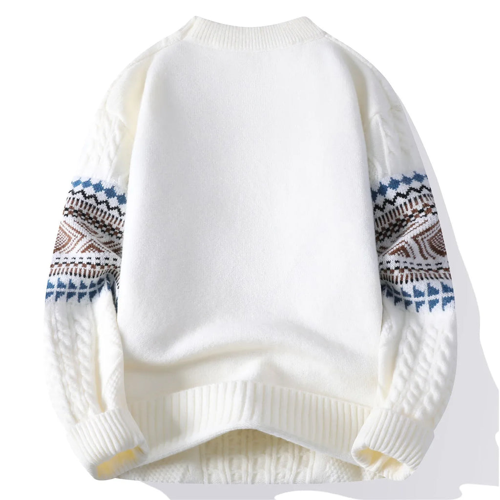 Men's mock neck sweater in beige gray, white, or black, cotton blend pullover, sizes M to 4XL