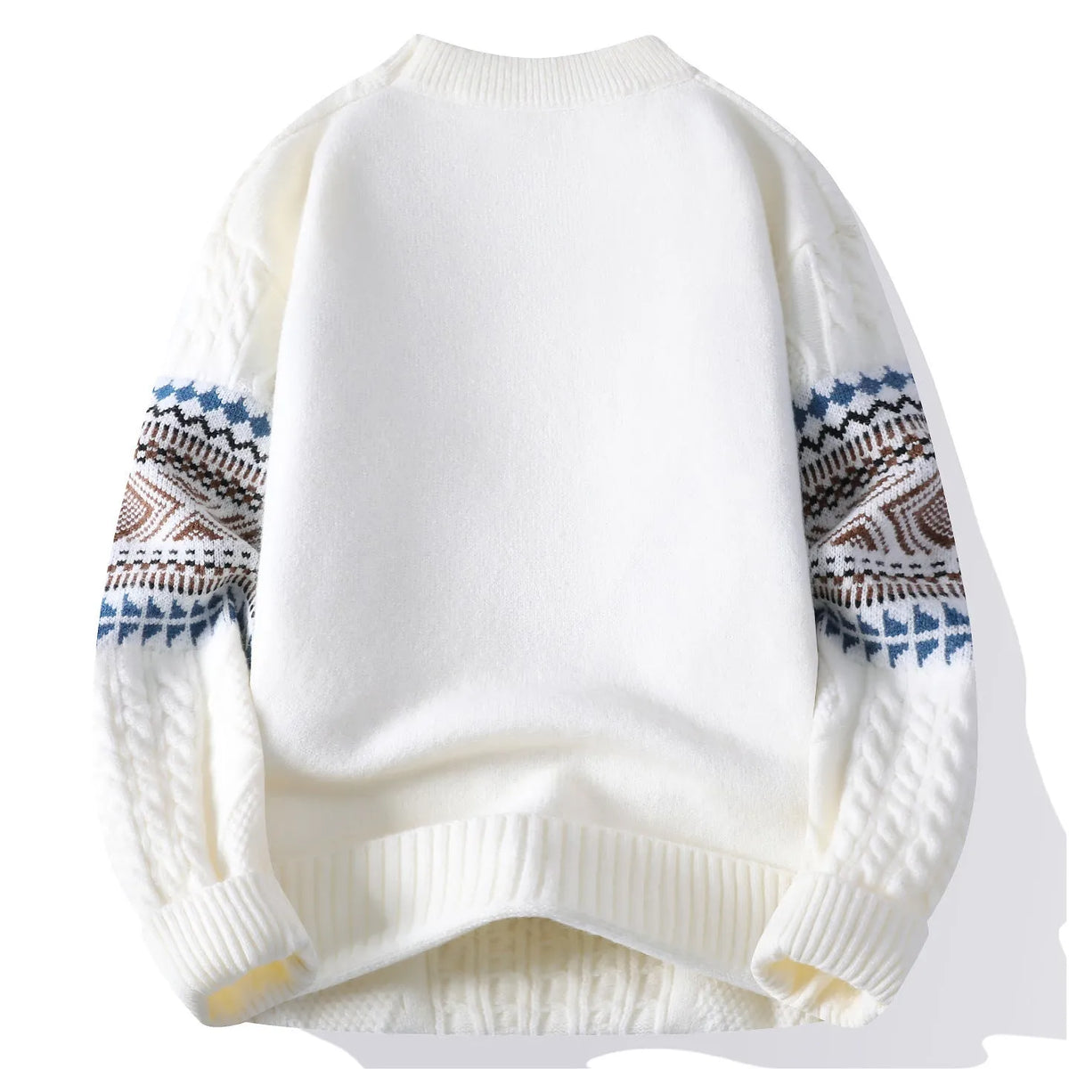 Men's mock neck sweater in beige gray, white, or black, cotton blend pullover, sizes M to 4XL