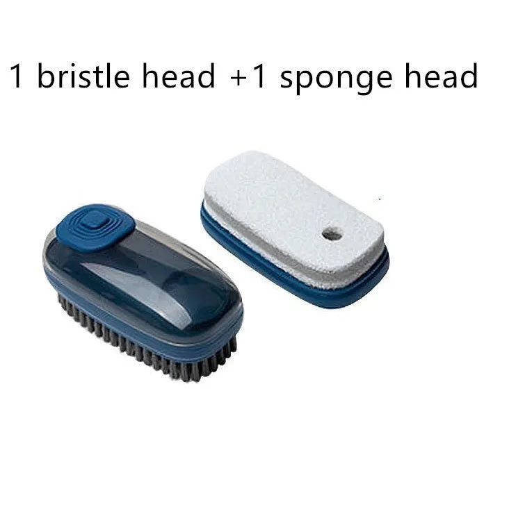 Blue automatic liquid cleaning brush with ergonomic grip for shoes and laundry on a white background.