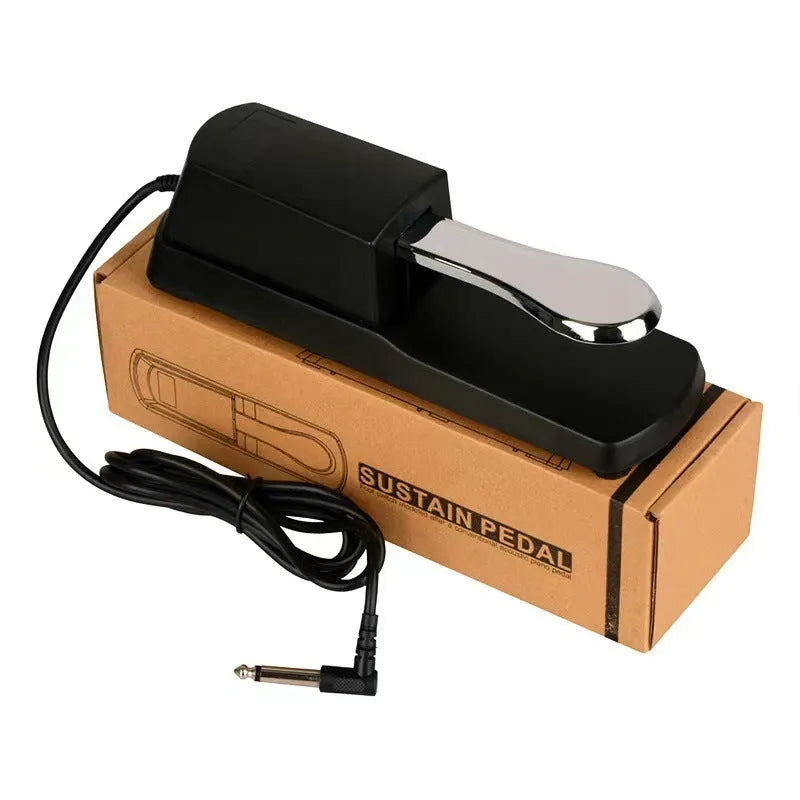 Black single leg sustain pedal for electronic keyboards made from ABS plastic