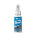 Automotive iron powder rust remover spray bottle with blue square sponge and towel application options.
