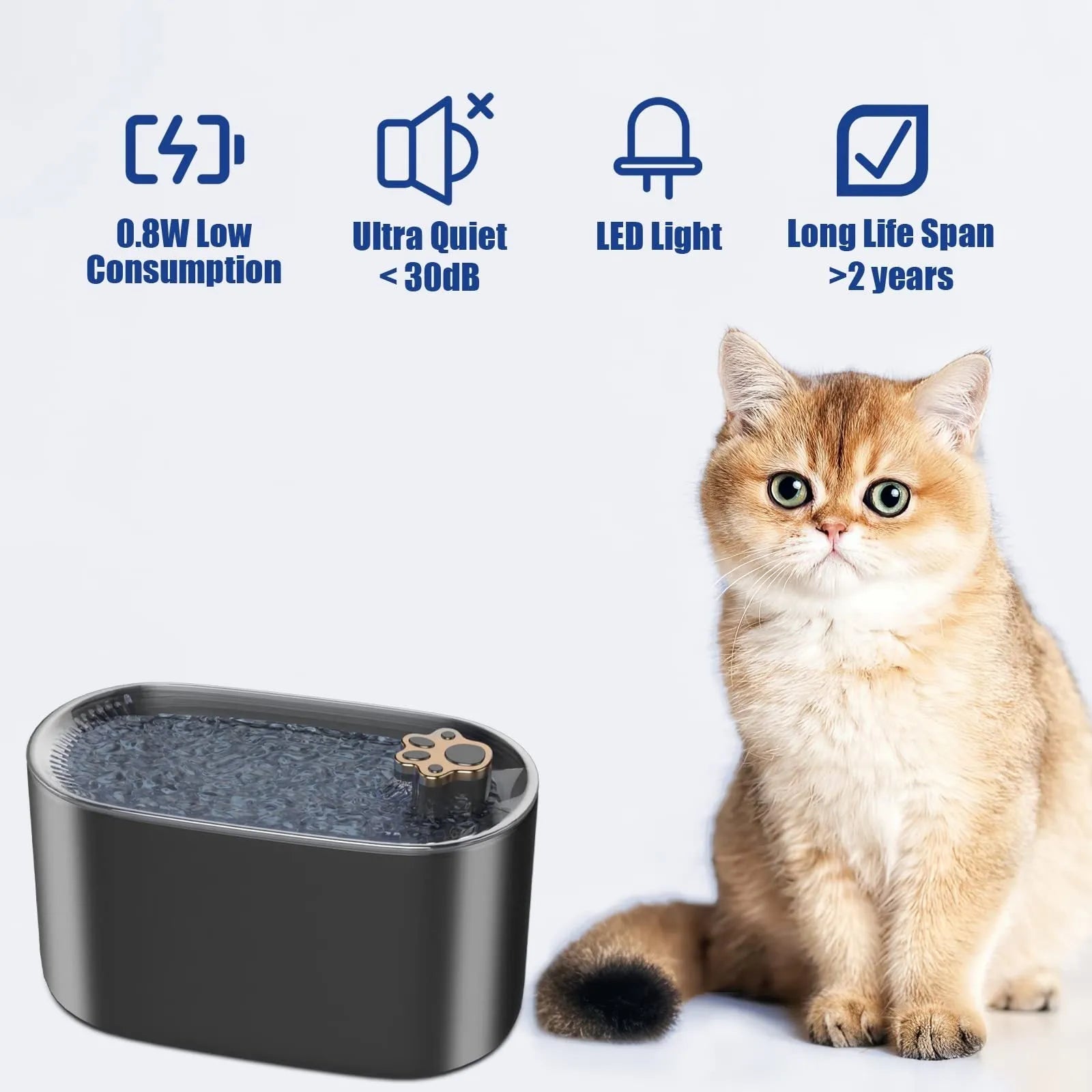 Berlin blue automatic pet water fountain with triple filtration system and 3L capacity