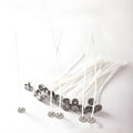 White cotton candle wicks in three lengths for DIY candle making projects