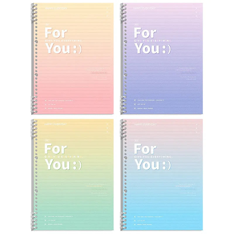 Removable coil gradient notepad in blue, green, pink, or purple with PP cover