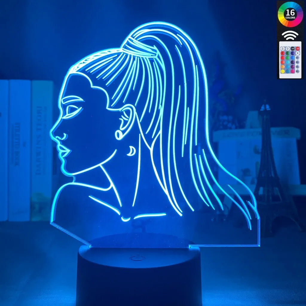 European style 3D acrylic night light showing colourful LED illumination through the sculpted shade.