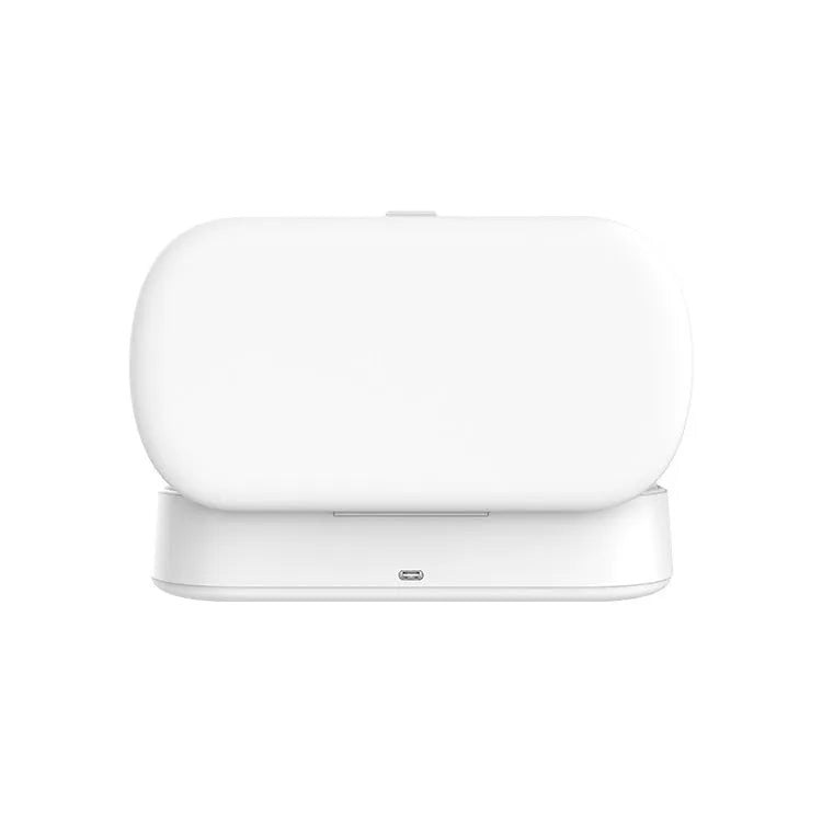 White UV sterilizer box with wireless charging function for phones and personal items