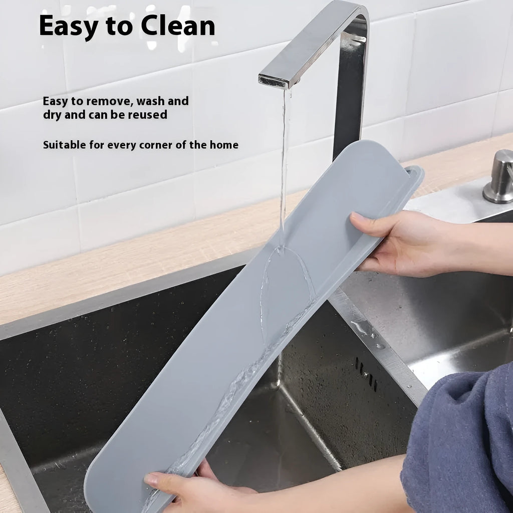 Silicone kitchen sink water blocking plate splash guard in grey blue colour