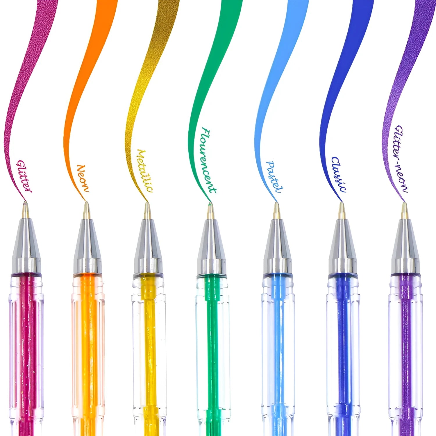 100 colour gel pen set with watercolour and highlighter options in plastic cases