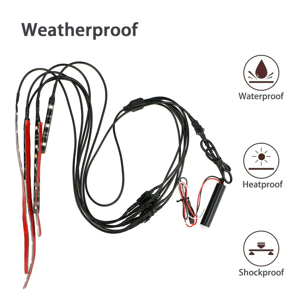 RGB LED light bar kit with wireless remote for car and motorcycle atmosphere lighting