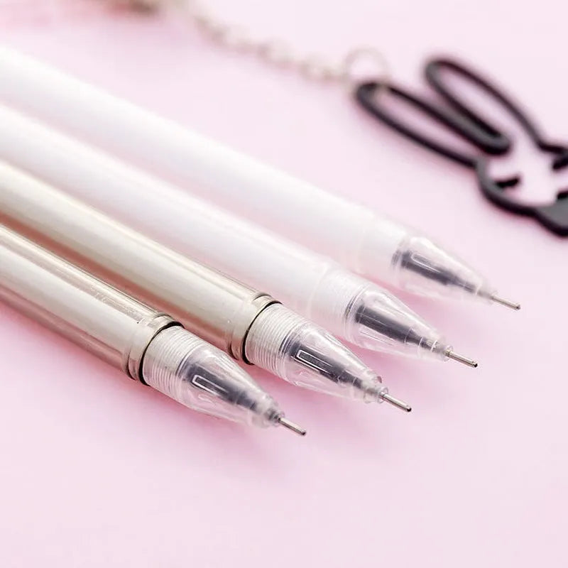 Plastic gel pen with paper crane or rabbit pendant decoration, 17cm length with 0.38mm tip