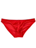 Men's black ice silk triangle briefs with low waist design and quick-dry nylon fabric
