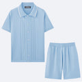 Business casual two-piece set with short sleeve top and matching shorts in Tencel viscose fabric