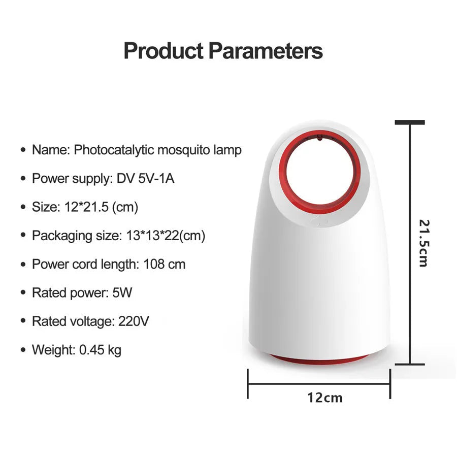 Black or white household silent mosquito killer insect zapper unit with USB cable.