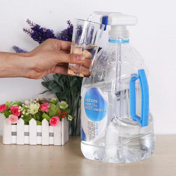 Manual electric-style drinking straw pump with press handle for milk and juice bottles