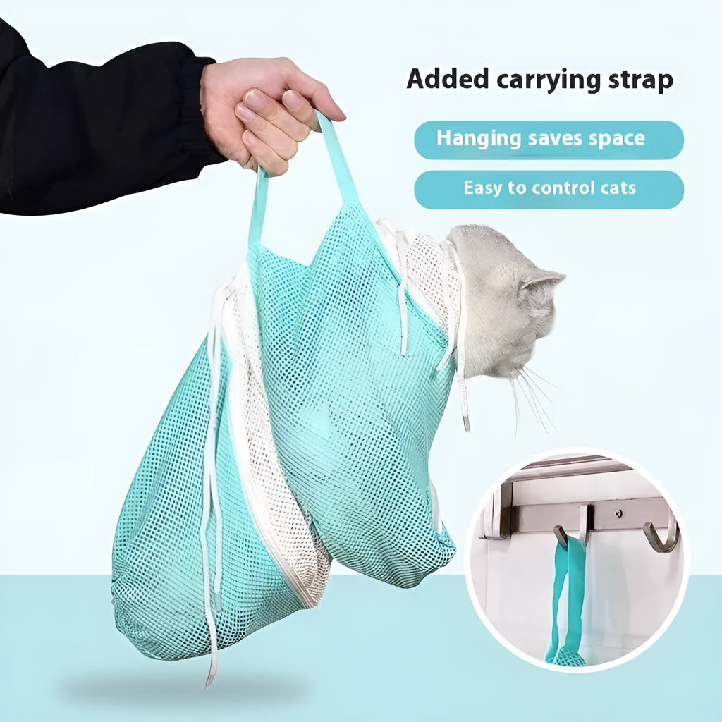 Fifth generation cat grooming bag with adjustable lifting system and detachable scratch-resistant design