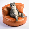 Lazy cat car ornament with fabric sofa, 7.5cm high resin figurine dashboard decoration
