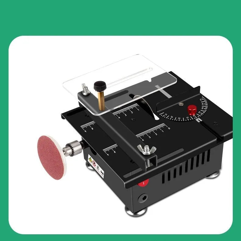 Lithium ion micro household desktop saw with metal construction and lithium battery angle package