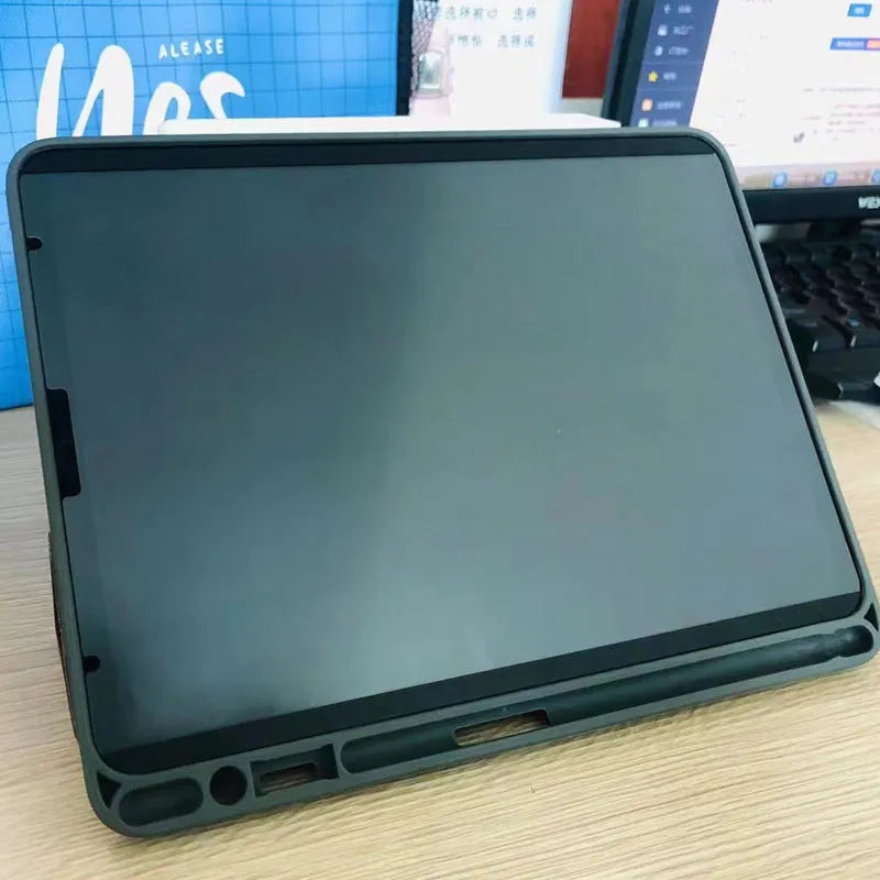 Magnetic detachable writing film for iPad on a tablet, showing application tools.
