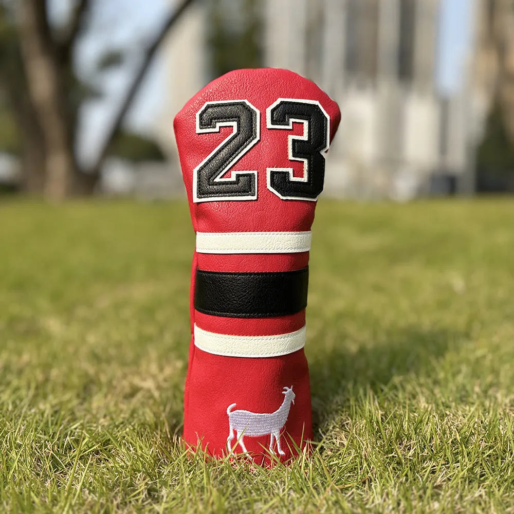 Ram No 1 fairway wood and square putter headcover set in black, red, white, or yellow PU material.