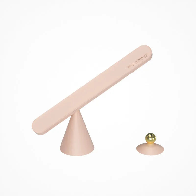Geometric magnetic suction desk lamp with USB connection and touch controls in white colour