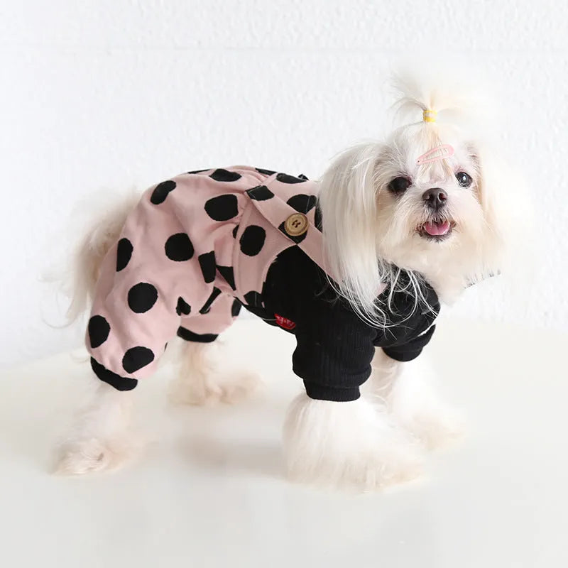 Petstyle lapel shoulder strap couple clothes for dogs in casual cloth design