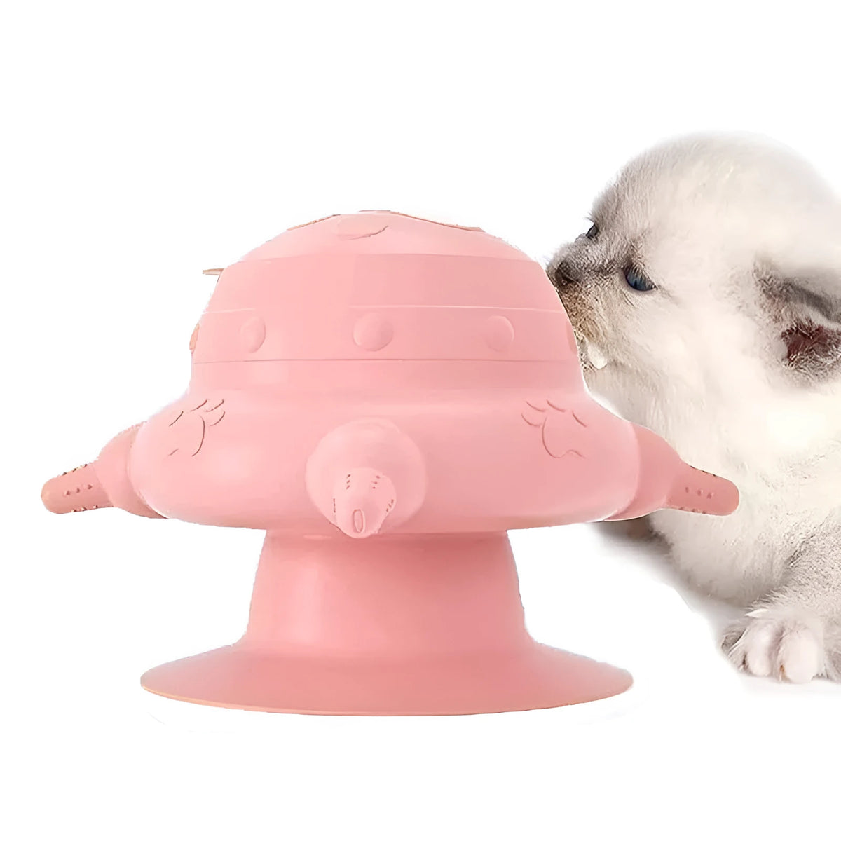Pink silicone pet nursing device with bionic breast design and four nursing pacifiers