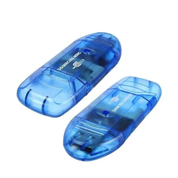 Transparent plastic USB card reader with three colour options and card holder