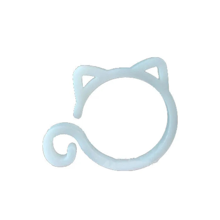 Cat-shaped plastic plant clip in green, red, white or yellow colours for garden support