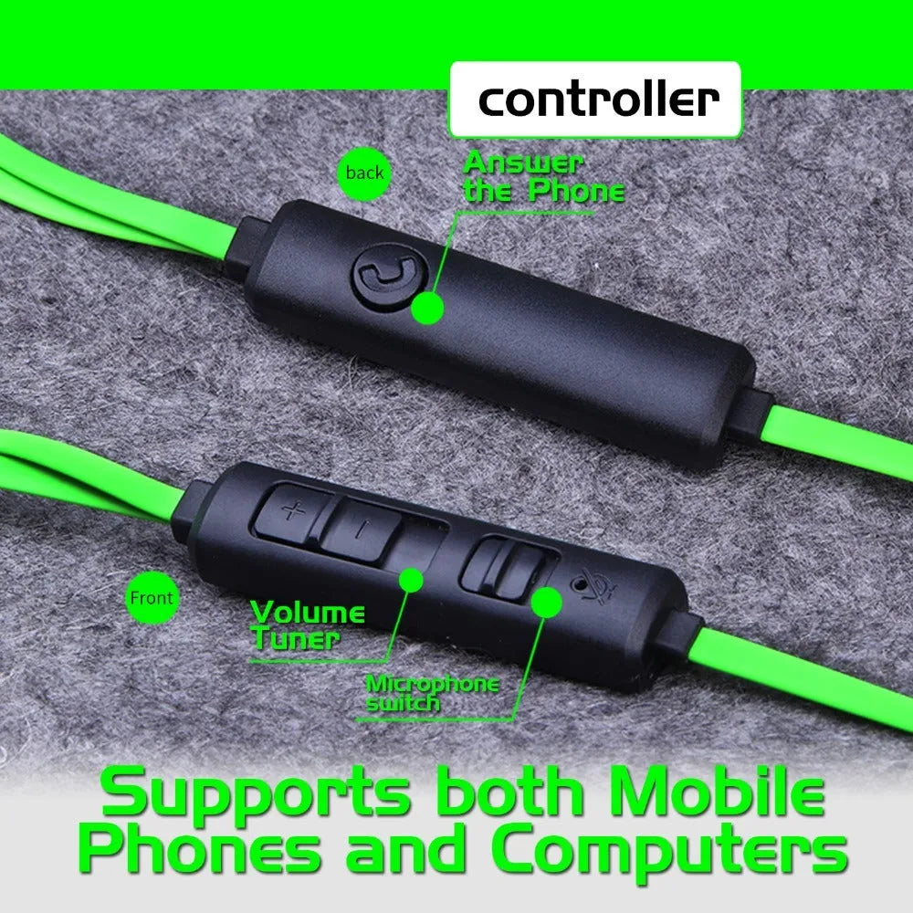 Shuangmai wired in-ear computer gaming headset with 1.5 cm cable in black, green, or red