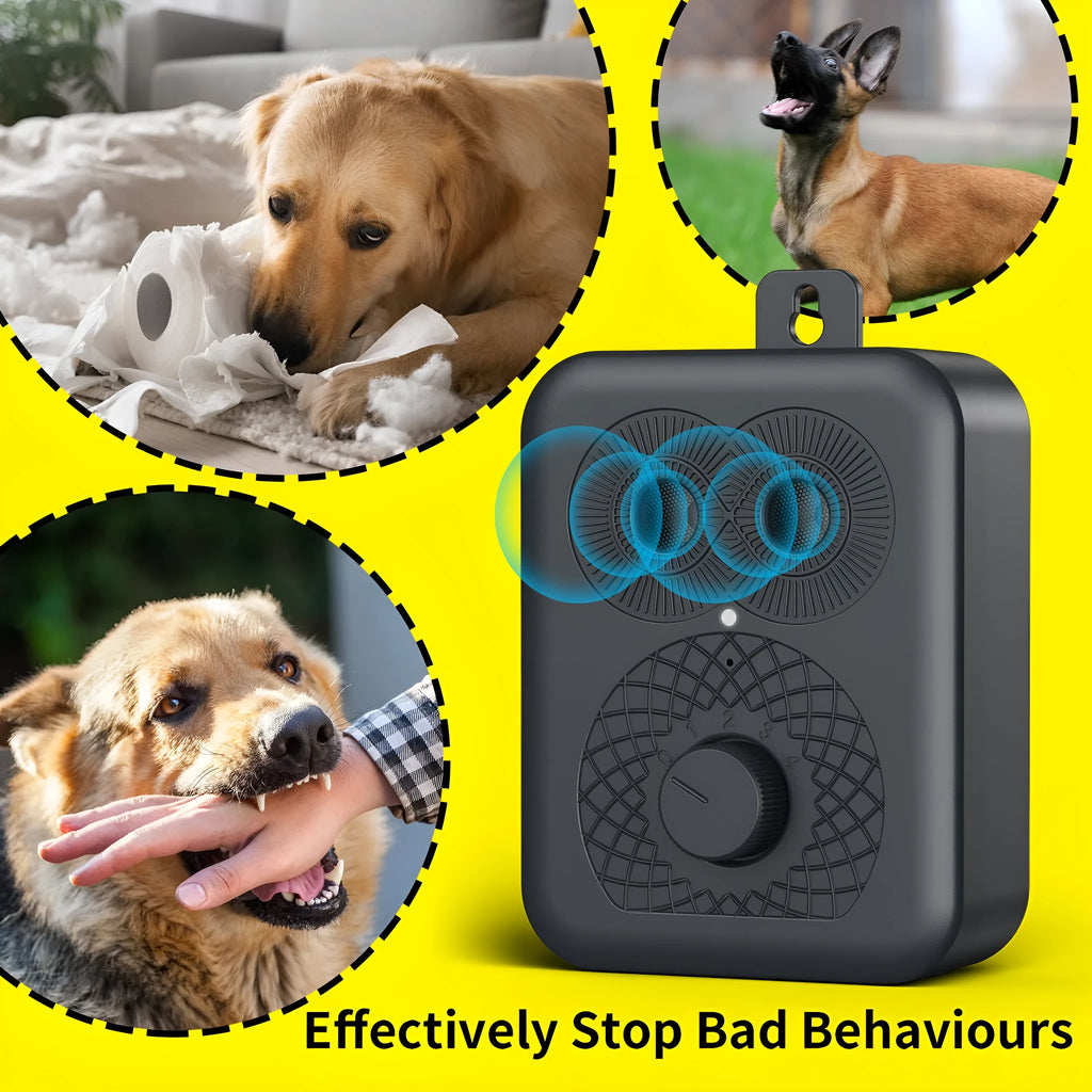 Black plastic rechargeable anti-barking dog trainer with data cable and hanging nail for dog training