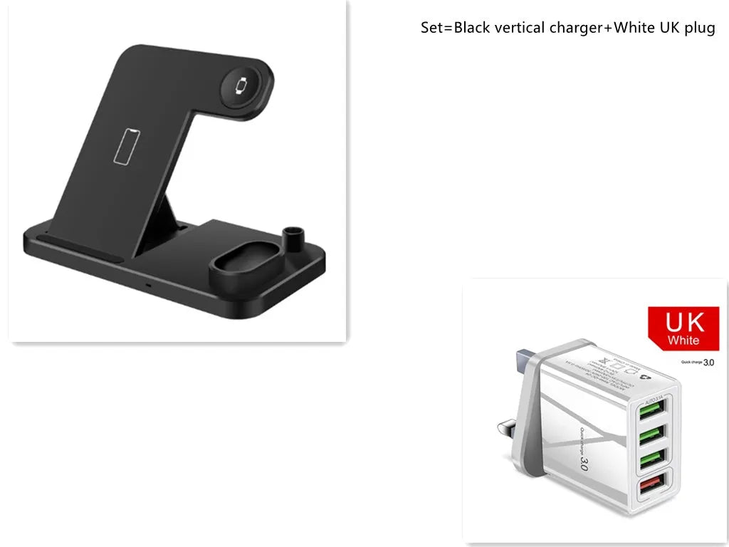 4-in-1 wireless charging station with adjustable stand for Apple Watch, iPhone, AirPods, and Apple Pencil