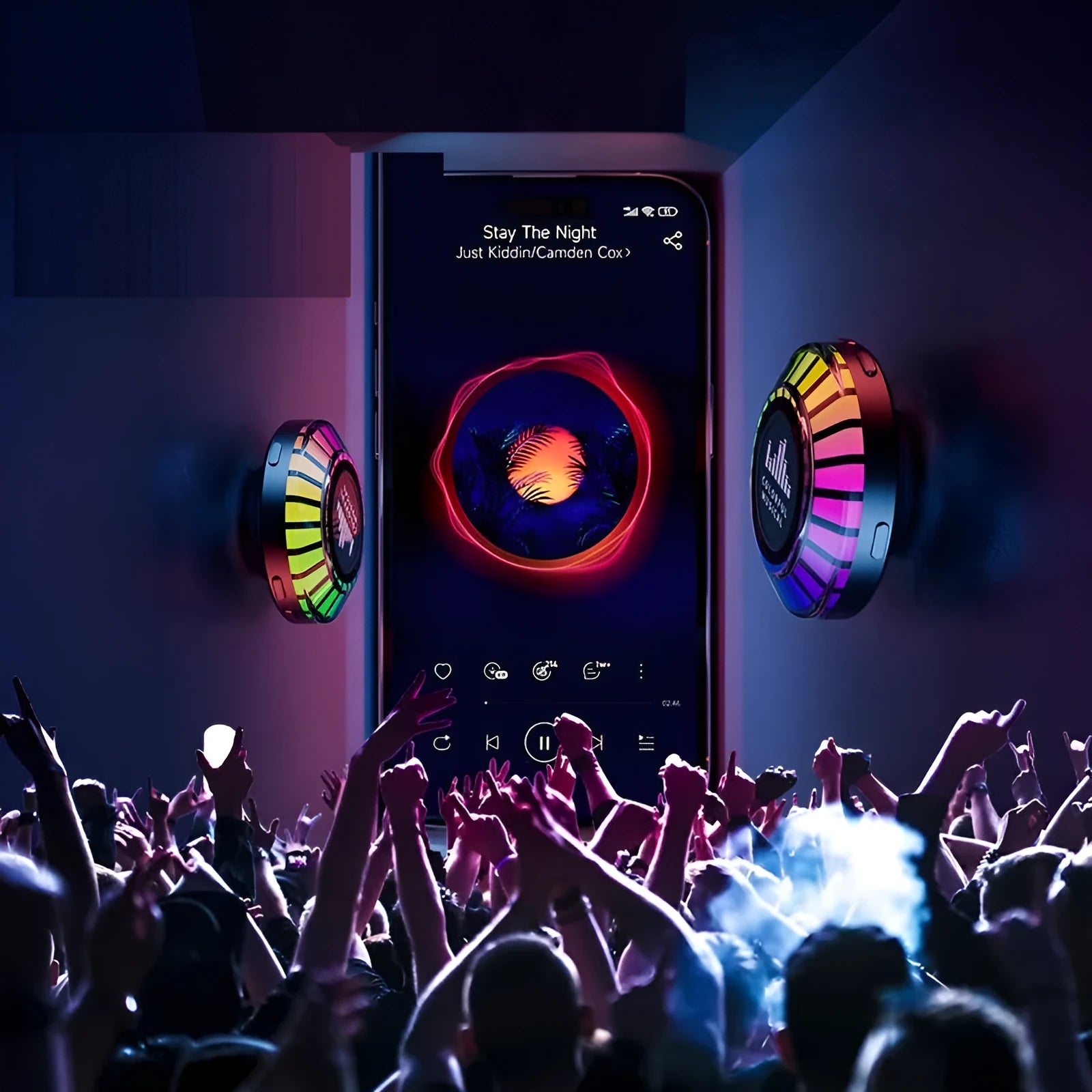 Voice control polar light Bluetooth ambience lamp with compact 3.1cm cube design.