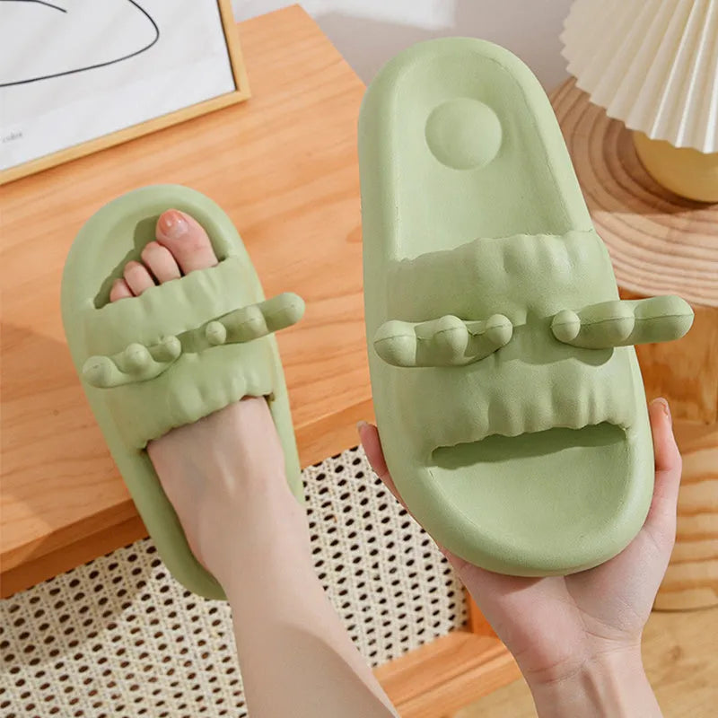 Deer horn design flip flop slippers with non-slip soles in light yellow colour